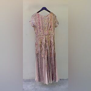 R&M Richards Pink and Gold Sequin Formal Dress